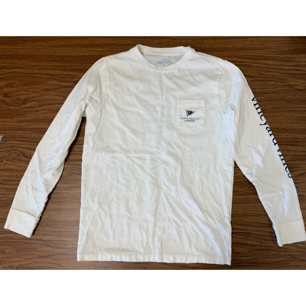 Vineyard Vines Boys MEDIUM 12/14 White Santa Windsurfing Long Sleeve Tee Shirt - Picture 3 of 5